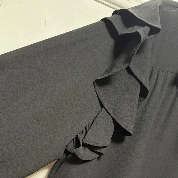 Umgee Black Long-Sleeve Tiered Maxi Dress with Ruffle Shoulders - Picture 3 of 9